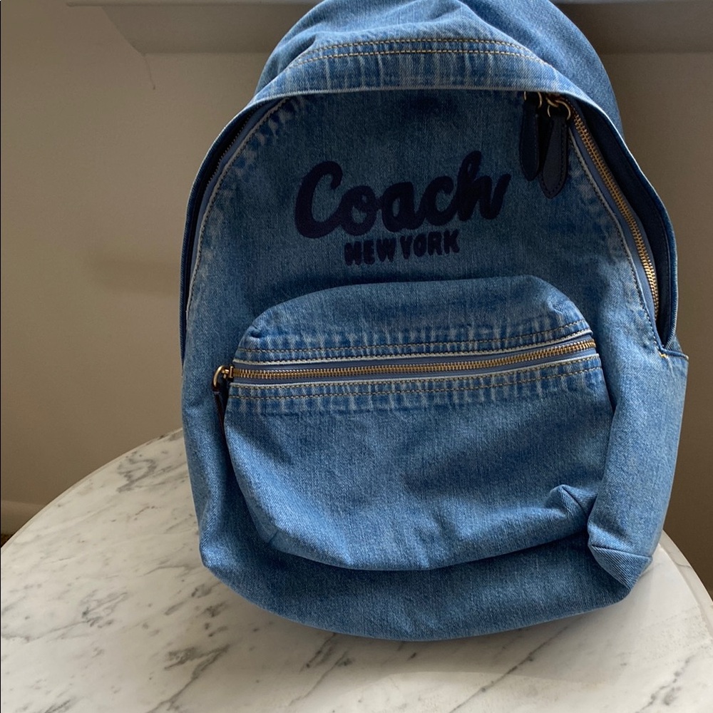 Coach Denim Backpack with Front Pocket
